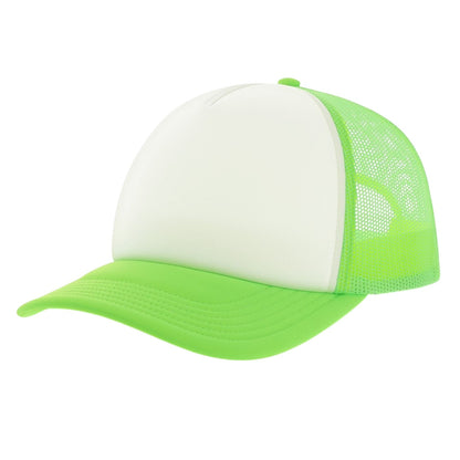 White-Safety Green - Front - Atlantis Unisex Adult Rapper-S 5 Panel Recycled Mid Visor Trucker Cap