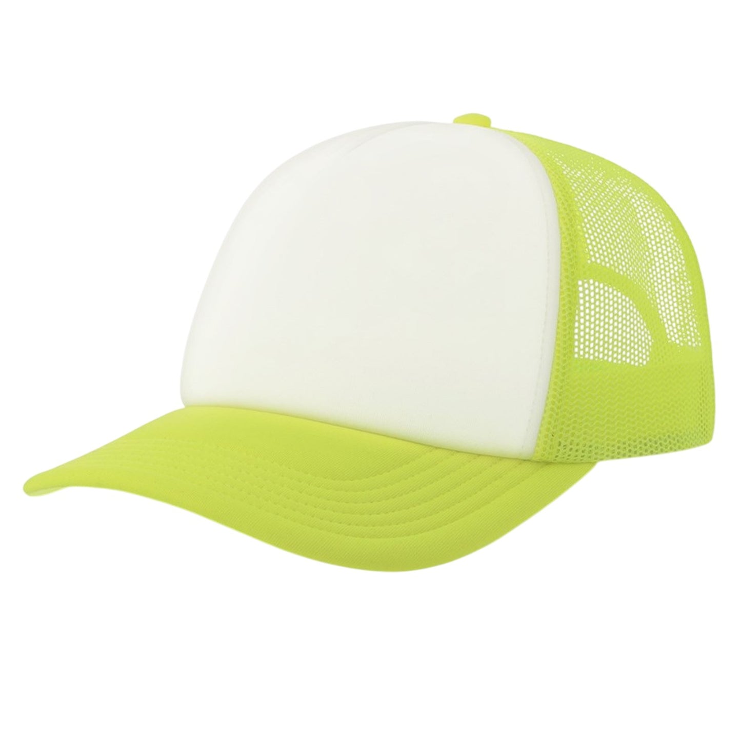 White-Safety Yellow - Front - Atlantis Unisex Adult Rapper-S 5 Panel Recycled Mid Visor Trucker Cap