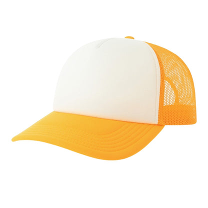 White-Yellow - Front - Atlantis Unisex Adult Rapper-S 5 Panel Recycled Mid Visor Trucker Cap