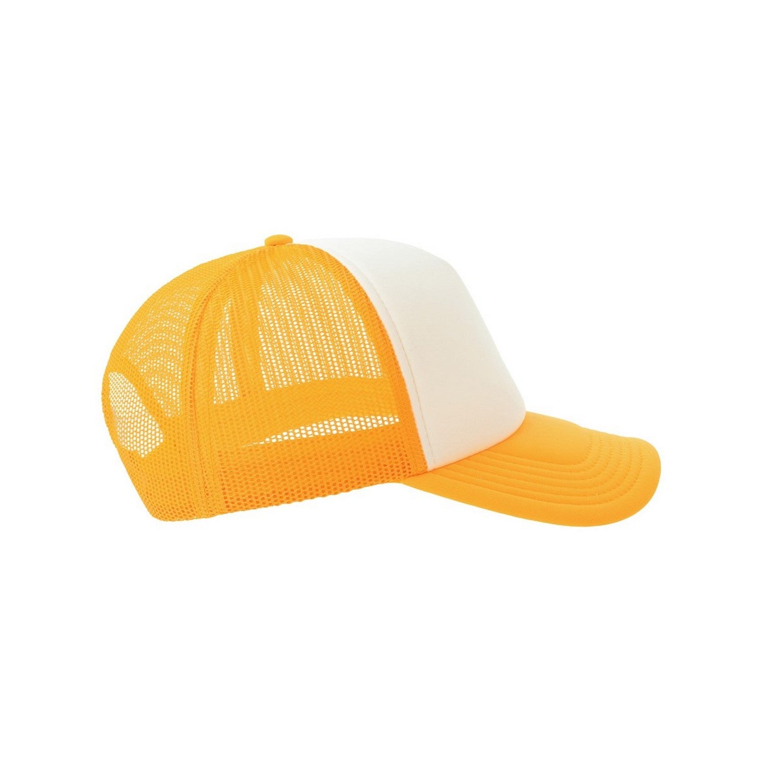 White-Yellow - Side - Atlantis Unisex Adult Rapper-S 5 Panel Recycled Mid Visor Trucker Cap