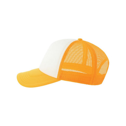 White-Yellow - Lifestyle - Atlantis Unisex Adult Rapper-S 5 Panel Recycled Mid Visor Trucker Cap