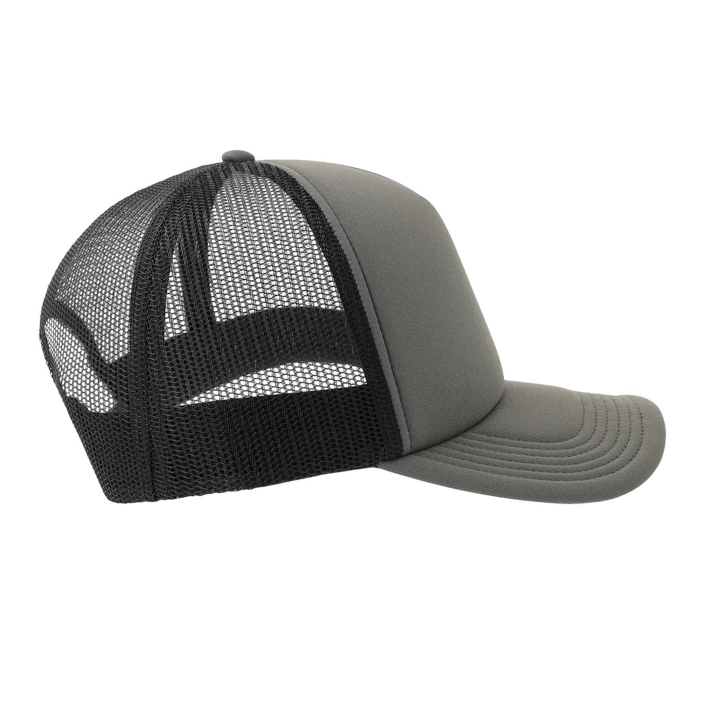Dark Grey-Black - Side - Atlantis Unisex Adult Rapper-S 5 Panel Recycled Mid Visor Trucker Cap