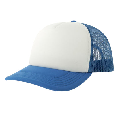White-Royal Blue - Front - Atlantis Unisex Adult Rapper-S 5 Panel Recycled Mid Visor Trucker Cap