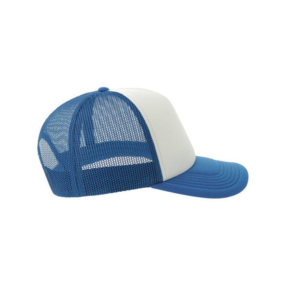 White-Royal Blue - Side - Atlantis Unisex Adult Rapper-S 5 Panel Recycled Mid Visor Trucker Cap