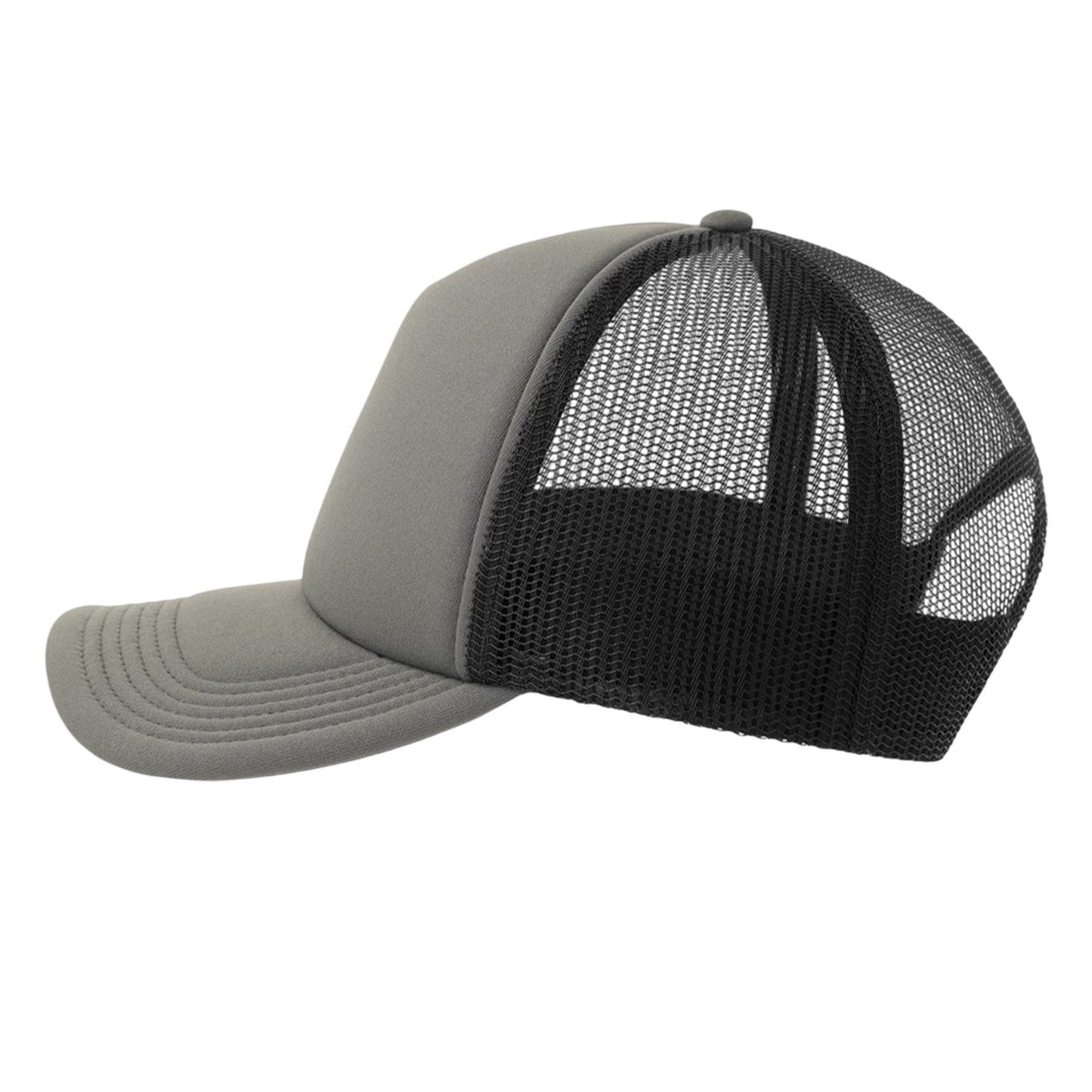 Dark Grey-Black - Lifestyle - Atlantis Unisex Adult Rapper-S 5 Panel Recycled Mid Visor Trucker Cap