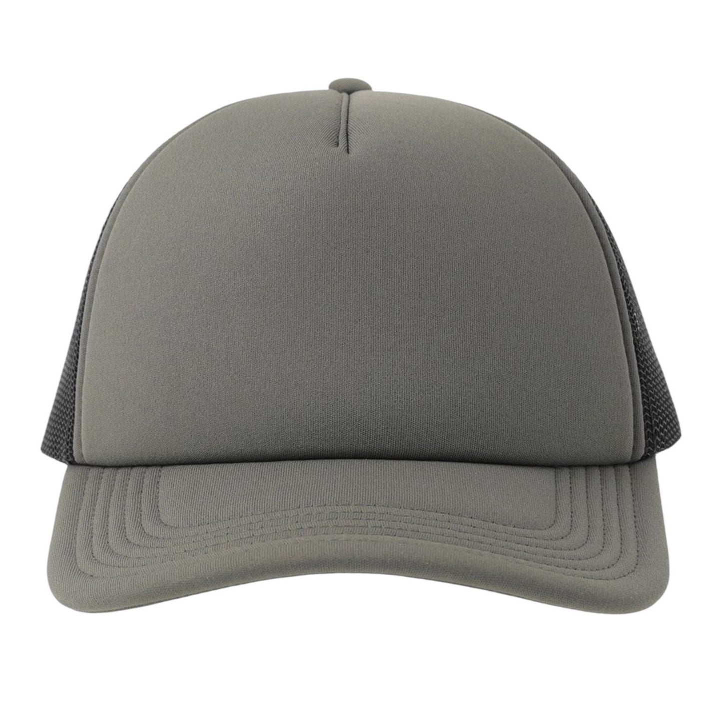 Dark Grey-Black - Pack Shot - Atlantis Unisex Adult Rapper-S 5 Panel Recycled Mid Visor Trucker Cap