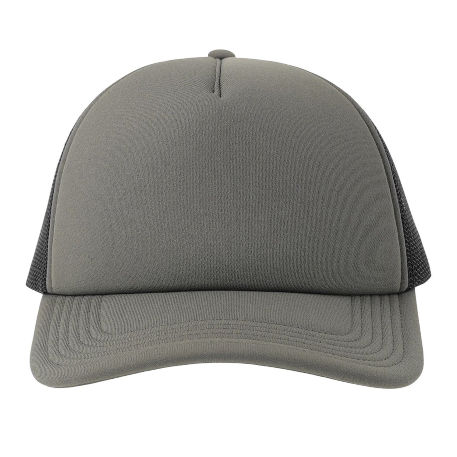 Dark Grey-Black - Pack Shot - Atlantis Unisex Adult Rapper-S 5 Panel Recycled Mid Visor Trucker Cap