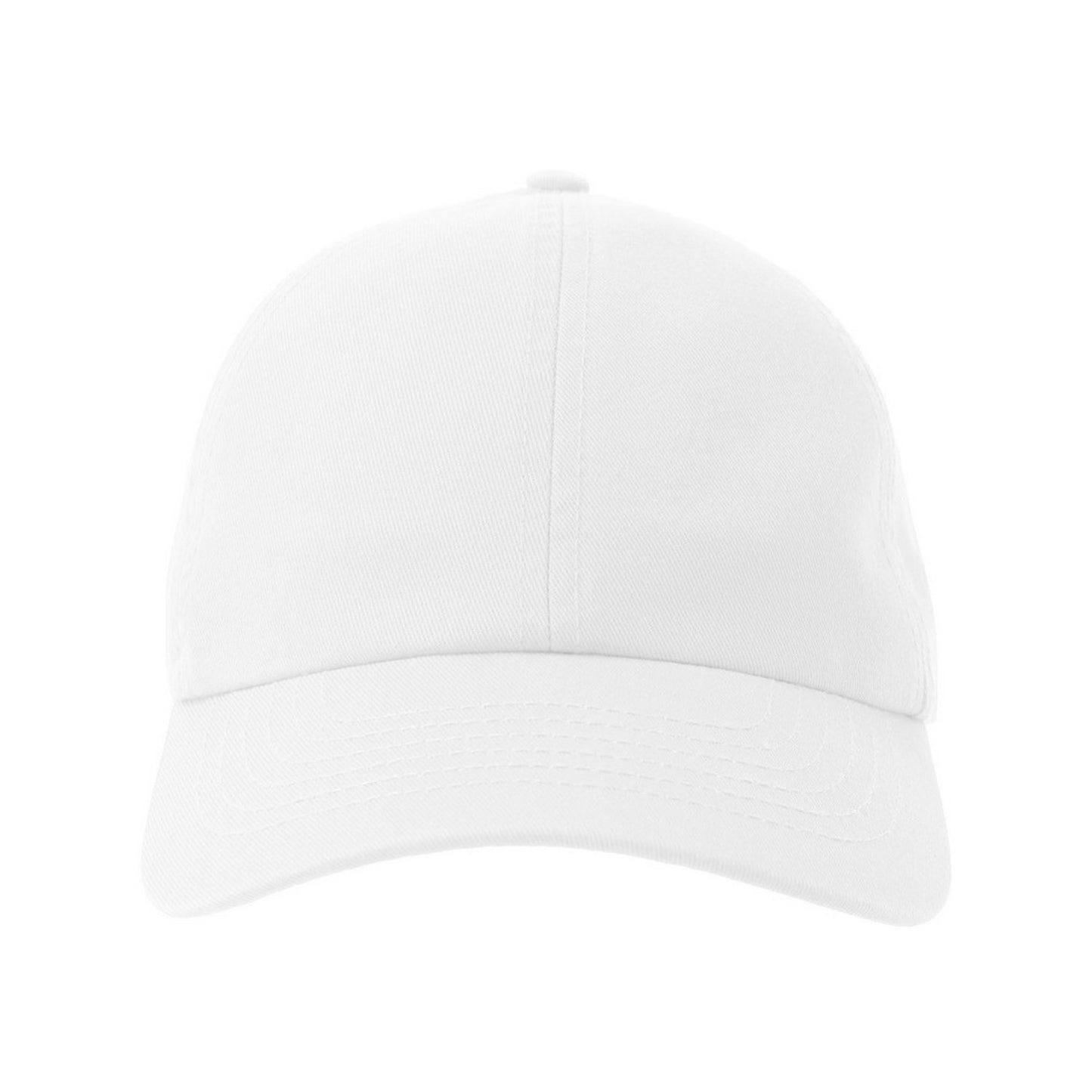 White - Pack Shot - Atlantis Unisex Adult Action-S 6 Panel Chino Unstructured Baseball Cap