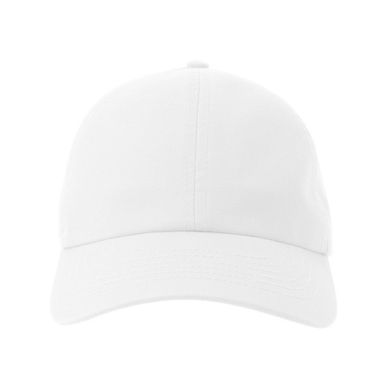 White - Pack Shot - Atlantis Unisex Adult Action-S 6 Panel Chino Unstructured Baseball Cap