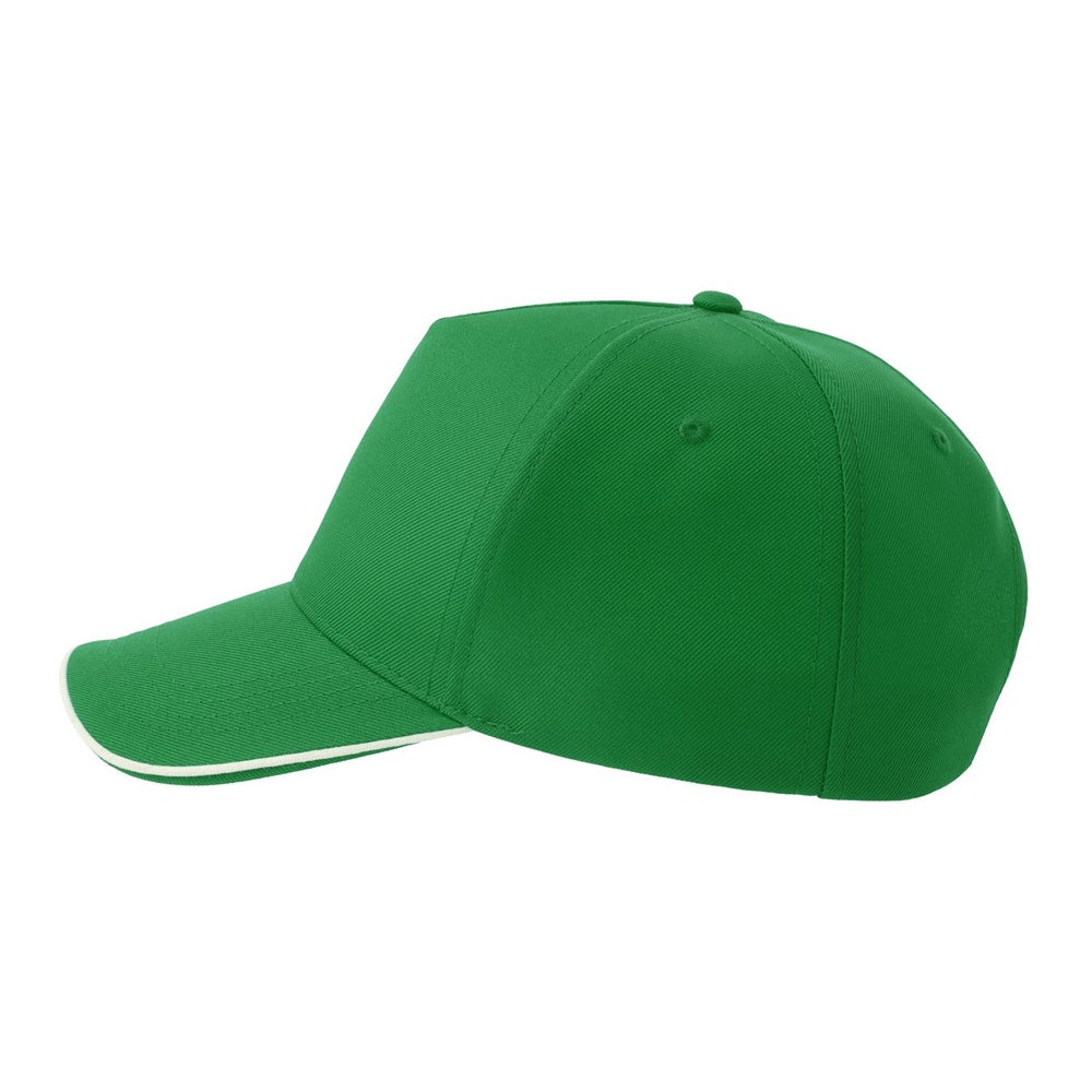 Green-White - Side - Atlantis Headwear Unisex Adult Recy Five Piping 5 Panel Recycled Structured Baseball Cap