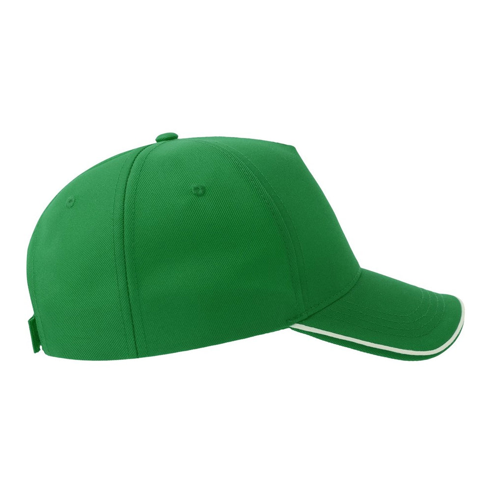 Green-White - Lifestyle - Atlantis Headwear Unisex Adult Recy Five Piping 5 Panel Recycled Structured Baseball Cap