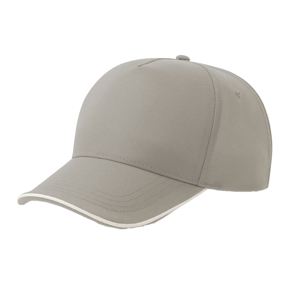 Grey-White - Front - Atlantis Headwear Unisex Adult Recy Five Piping 5 Panel Recycled Structured Baseball Cap