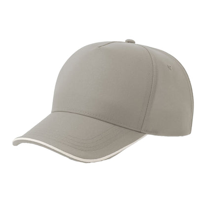 Grey-White - Front - Atlantis Headwear Unisex Adult Recy Five Piping 5 Panel Recycled Structured Baseball Cap