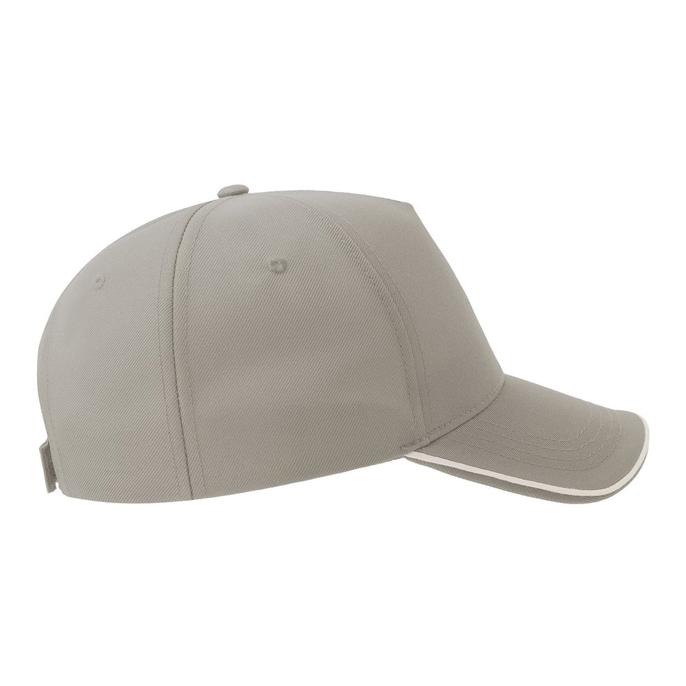 Grey-White - Lifestyle - Atlantis Headwear Unisex Adult Recy Five Piping 5 Panel Recycled Structured Baseball Cap