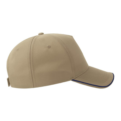 Khaki Brown-Navy - Lifestyle - Atlantis Headwear Unisex Adult Recy Five Piping 5 Panel Recycled Structured Baseball Cap