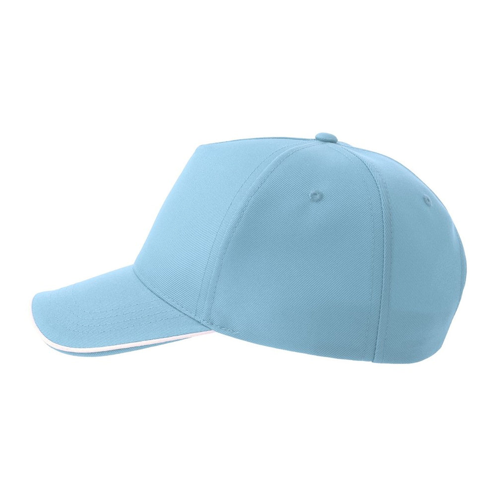 Light Blue-White - Side - Atlantis Headwear Unisex Adult Recy Five Piping 5 Panel Recycled Structured Baseball Cap