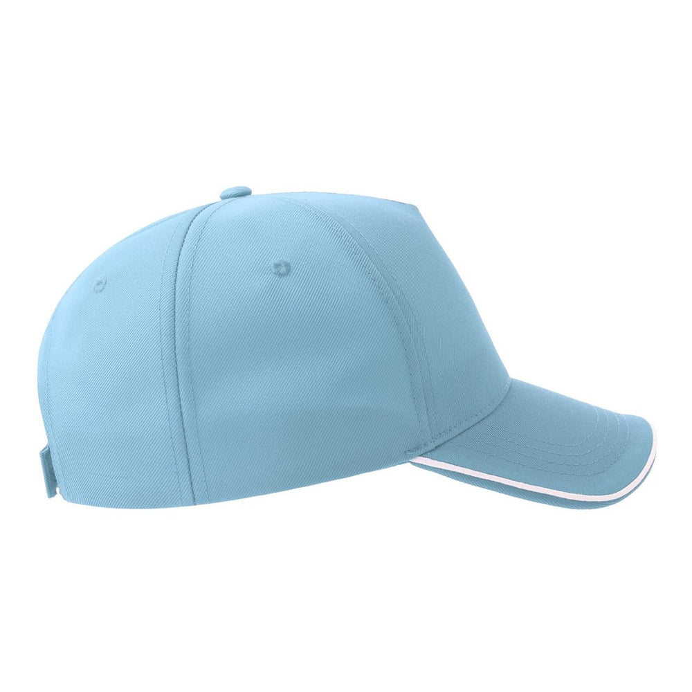 Light Blue-White - Lifestyle - Atlantis Headwear Unisex Adult Recy Five Piping 5 Panel Recycled Structured Baseball Cap