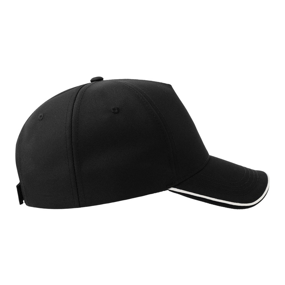 Black-White - Lifestyle - Atlantis Headwear Unisex Adult Recy Five Piping 5 Panel Recycled Structured Baseball Cap