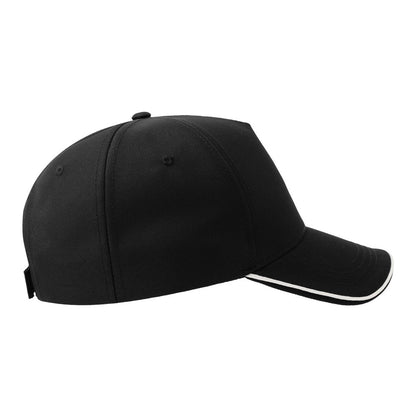 Black-White - Lifestyle - Atlantis Headwear Unisex Adult Recy Five Piping 5 Panel Recycled Structured Baseball Cap
