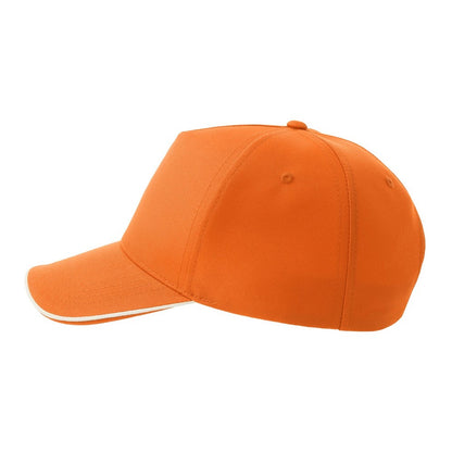 Orange-White - Side - Atlantis Headwear Unisex Adult Recy Five Piping 5 Panel Recycled Structured Baseball Cap