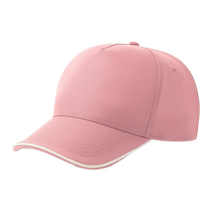 Pink-White - Front - Atlantis Headwear Unisex Adult Recy Five Piping 5 Panel Recycled Structured Baseball Cap