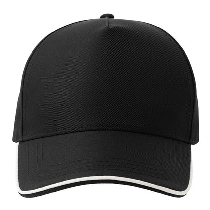Black-White - Pack Shot - Atlantis Headwear Unisex Adult Recy Five Piping 5 Panel Recycled Structured Baseball Cap