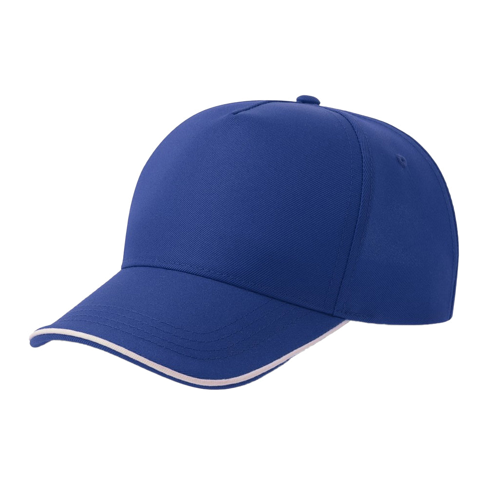 Royal Blue-White - Front - Atlantis Headwear Unisex Adult Recy Five Piping 5 Panel Recycled Structured Baseball Cap