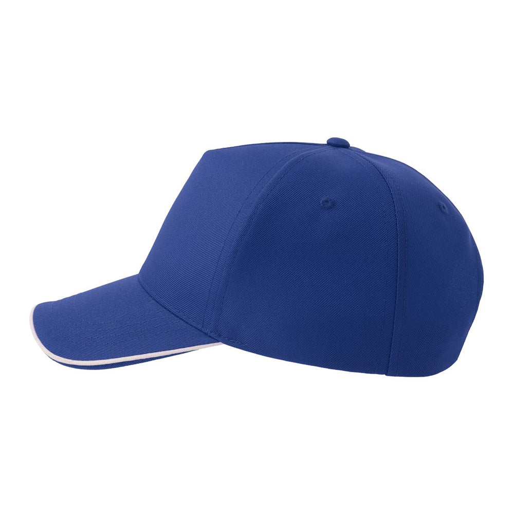 Royal Blue-White - Side - Atlantis Headwear Unisex Adult Recy Five Piping 5 Panel Recycled Structured Baseball Cap