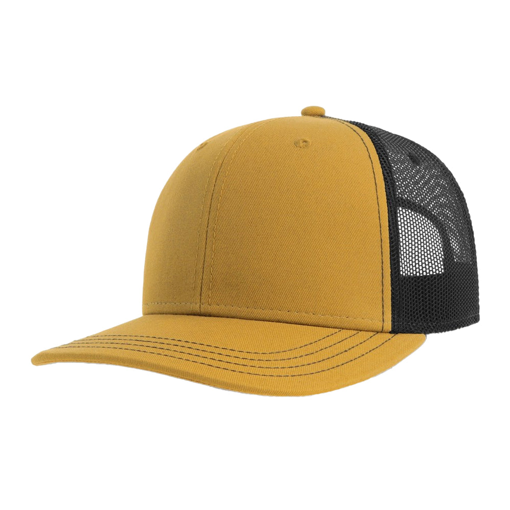 Mustard-Black - Front - Atlantis Headwear Unisex Adult Sonic-S 6 Panel Structured Trucker Cap