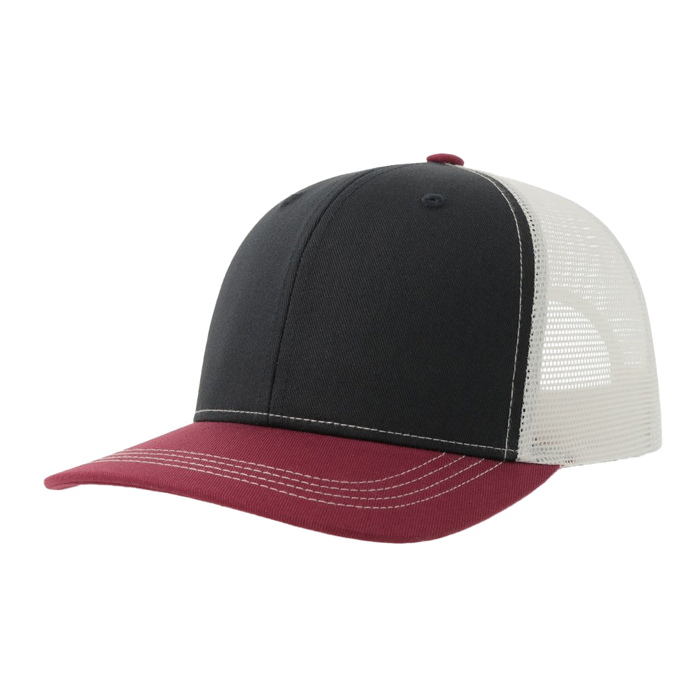 Navy-Cardinal-White - Front - Atlantis Headwear Unisex Adult Sonic-S 6 Panel Structured Trucker Cap