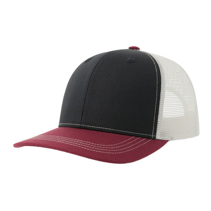 Navy-Cardinal-White - Front - Atlantis Headwear Unisex Adult Sonic-S 6 Panel Structured Trucker Cap