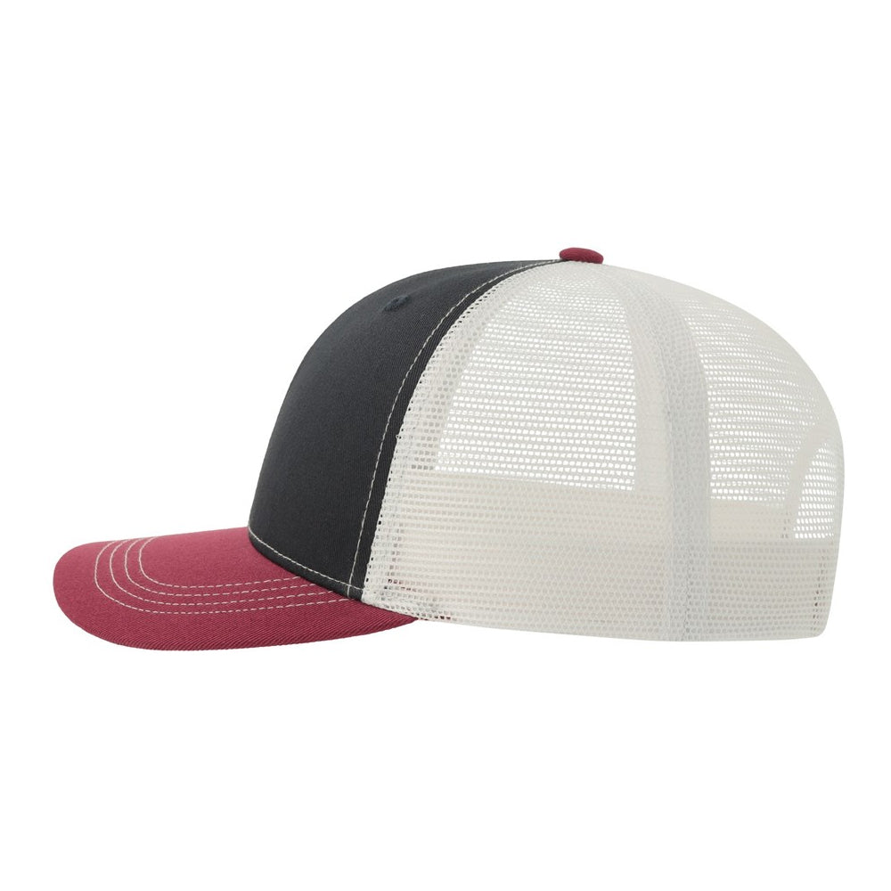 Navy-Cardinal-White - Side - Atlantis Headwear Unisex Adult Sonic-S 6 Panel Structured Trucker Cap