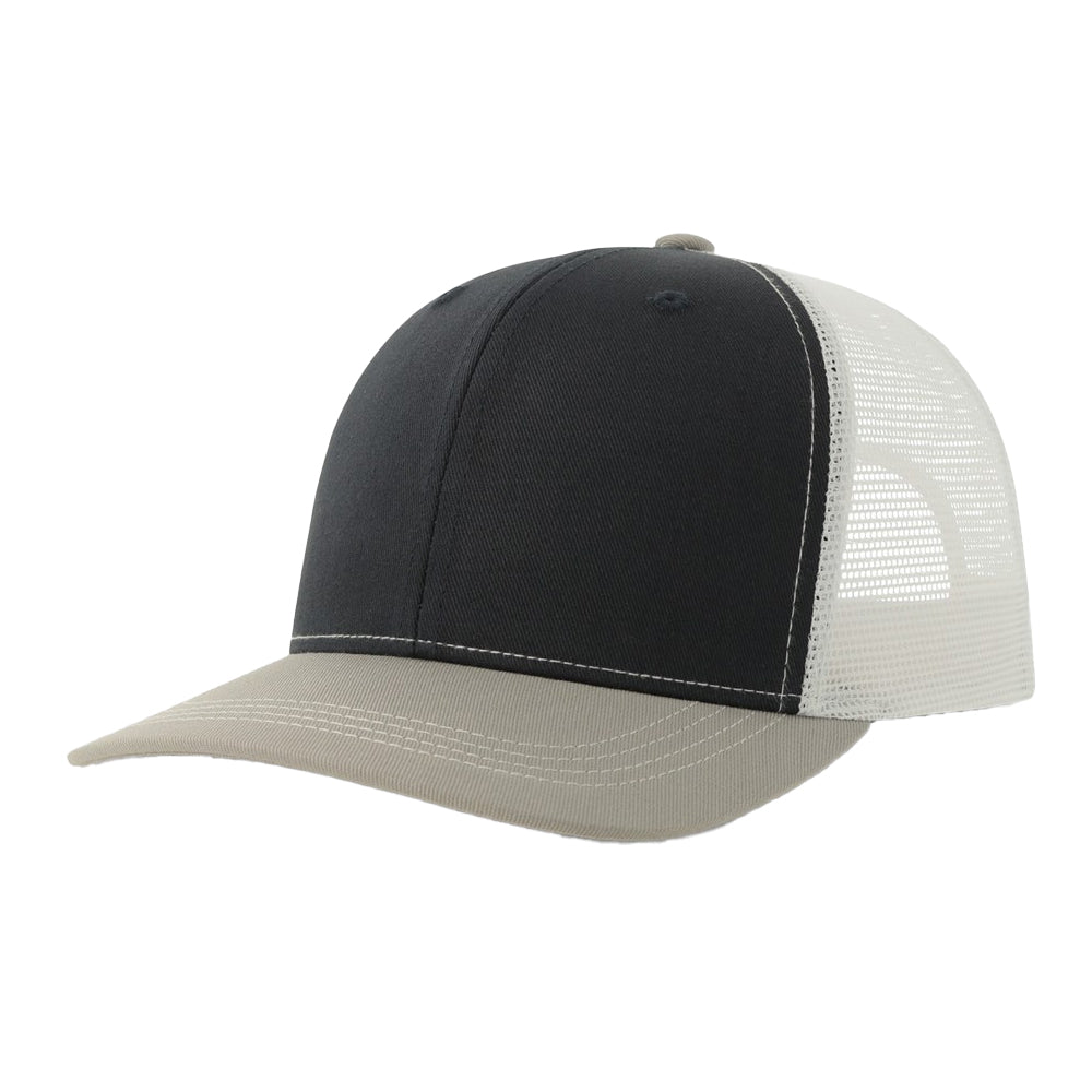 Navy-Grey-White - Front - Atlantis Headwear Unisex Adult Sonic-S 6 Panel Structured Trucker Cap