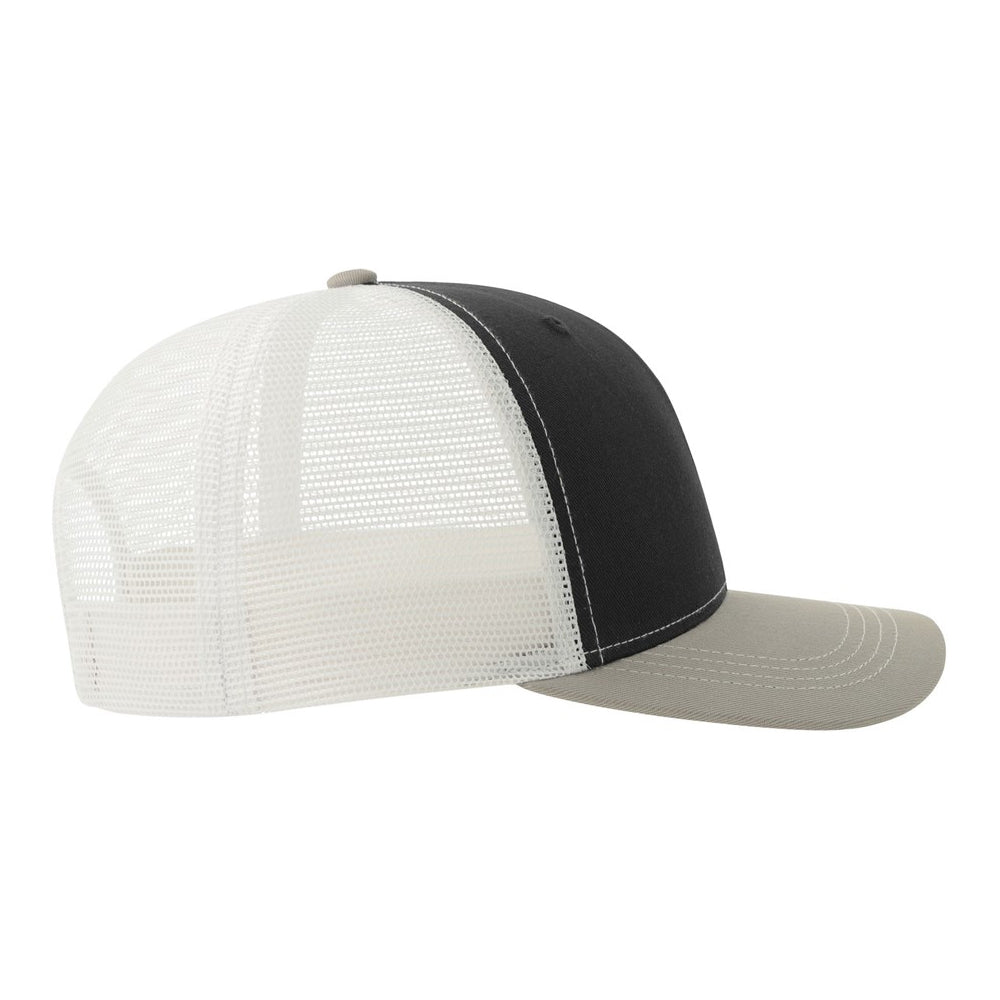 Black-Grey-White - Lifestyle - Atlantis Headwear Unisex Adult Sonic-S 6 Panel Structured Trucker Cap