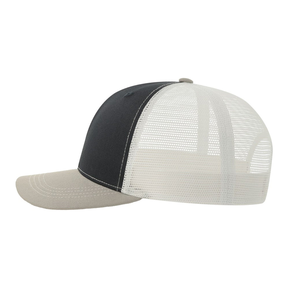 Navy-Grey-White - Side - Atlantis Headwear Unisex Adult Sonic-S 6 Panel Structured Trucker Cap
