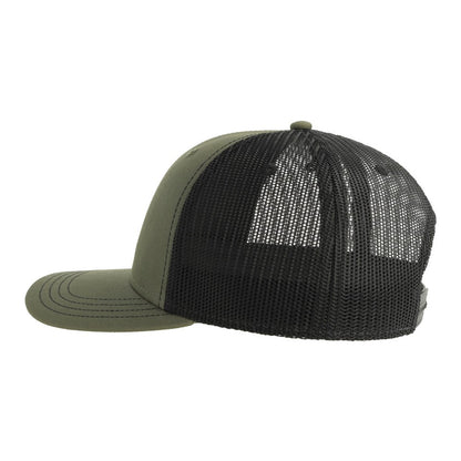 Olive-Black - Back - Atlantis Headwear Unisex Adult Sonic-S 6 Panel Structured Trucker Cap