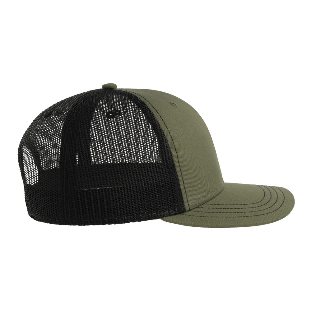 Olive-Black - Side - Atlantis Headwear Unisex Adult Sonic-S 6 Panel Structured Trucker Cap
