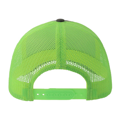 Dark Grey-Safety Green - Back - Atlantis Headwear Unisex Adult Sonic-S 6 Panel Structured Trucker Cap