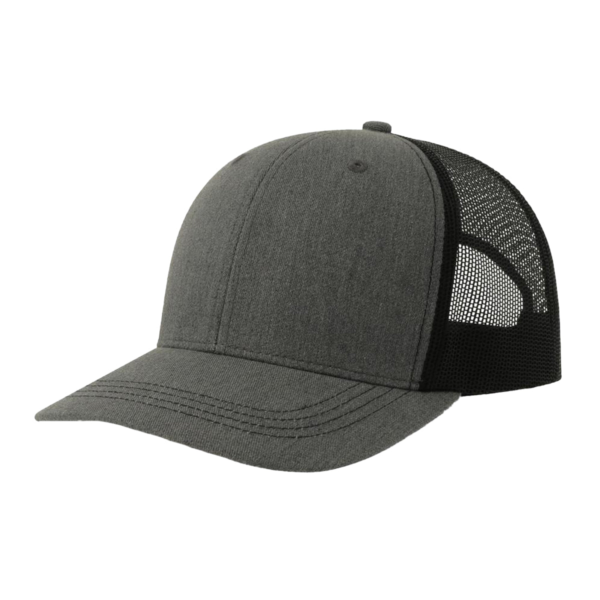 Grey Melange-Black - Front - Atlantis Headwear Unisex Adult Sonic-S 6 Panel Structured Trucker Cap