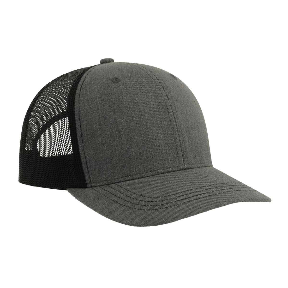 Grey Melange-Black - Back - Atlantis Headwear Unisex Adult Sonic-S 6 Panel Structured Trucker Cap