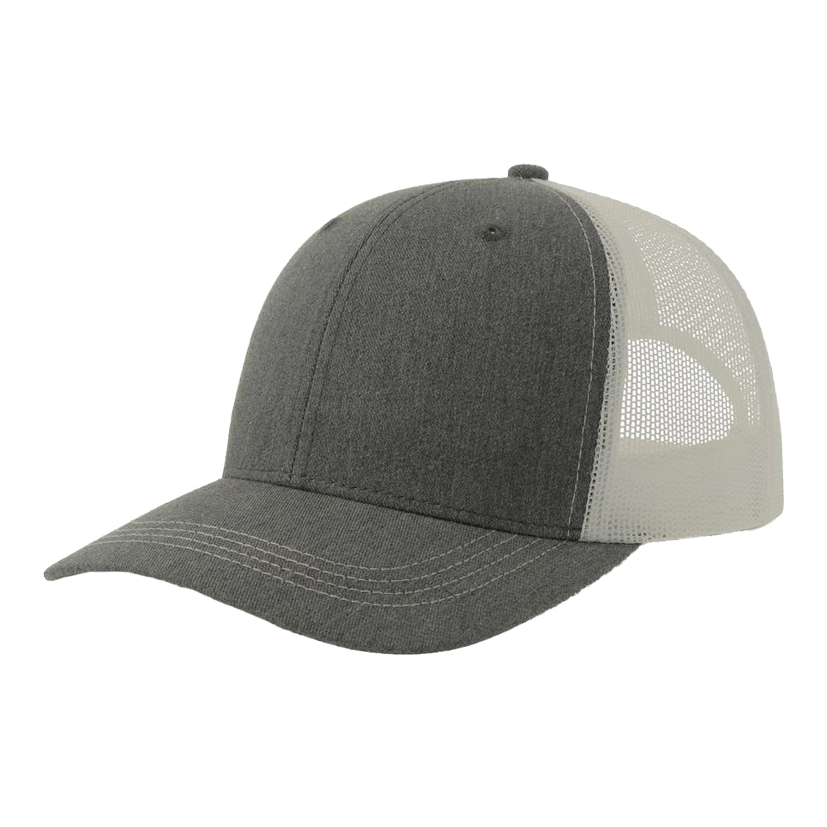 Grey Melange-White - Front - Atlantis Headwear Unisex Adult Sonic-S 6 Panel Structured Trucker Cap