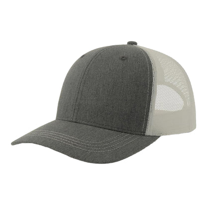 Grey Melange-White - Front - Atlantis Headwear Unisex Adult Sonic-S 6 Panel Structured Trucker Cap
