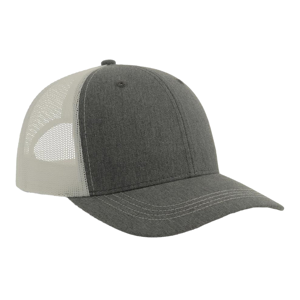 Grey Melange-White - Back - Atlantis Headwear Unisex Adult Sonic-S 6 Panel Structured Trucker Cap