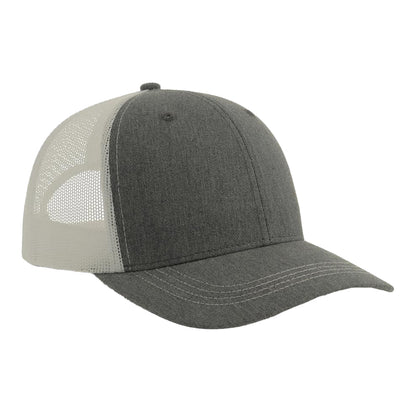 Grey Melange-White - Back - Atlantis Headwear Unisex Adult Sonic-S 6 Panel Structured Trucker Cap