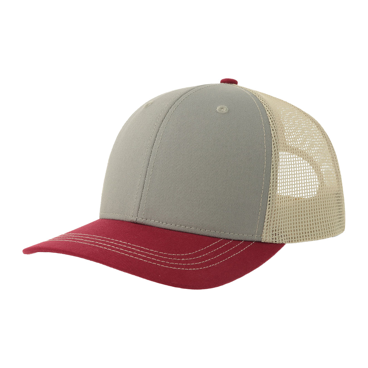Grey-Cardinal-Stone - Front - Atlantis Headwear Unisex Adult Sonic-S 6 Panel Structured Trucker Cap