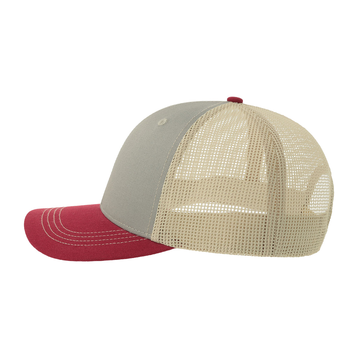Grey-Cardinal-Stone - Side - Atlantis Headwear Unisex Adult Sonic-S 6 Panel Structured Trucker Cap