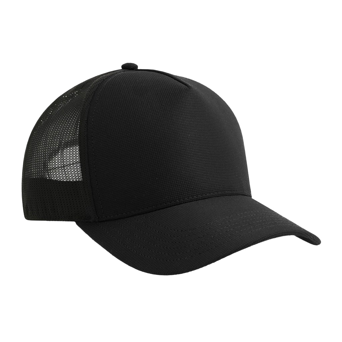 Black - Back - Atlantis Headwear Dempo 5 Panel Stretch Unstructured Trucker Cap