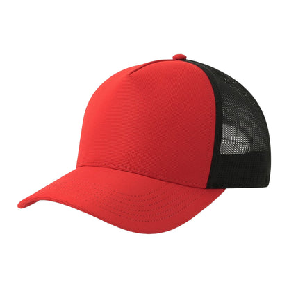Red-Black - Front - Atlantis Headwear Dempo 5 Panel Stretch Unstructured Trucker Cap
