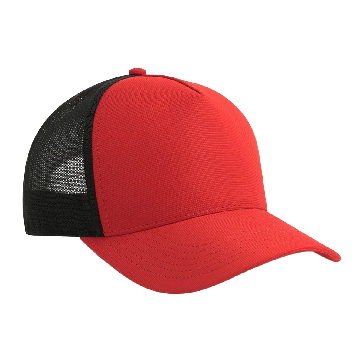 Red-Black - Back - Atlantis Headwear Dempo 5 Panel Stretch Unstructured Trucker Cap