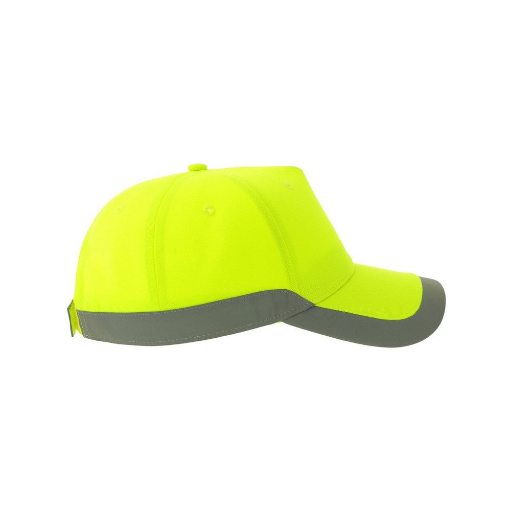 Safety Yellow - Side - Atlantis Headwear Unisex Adult Helpy-S Reflective Structured Baseball Cap